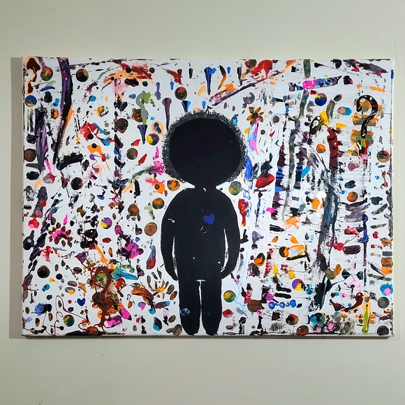 Other - Abstract Art Canvas with Black Silhouette